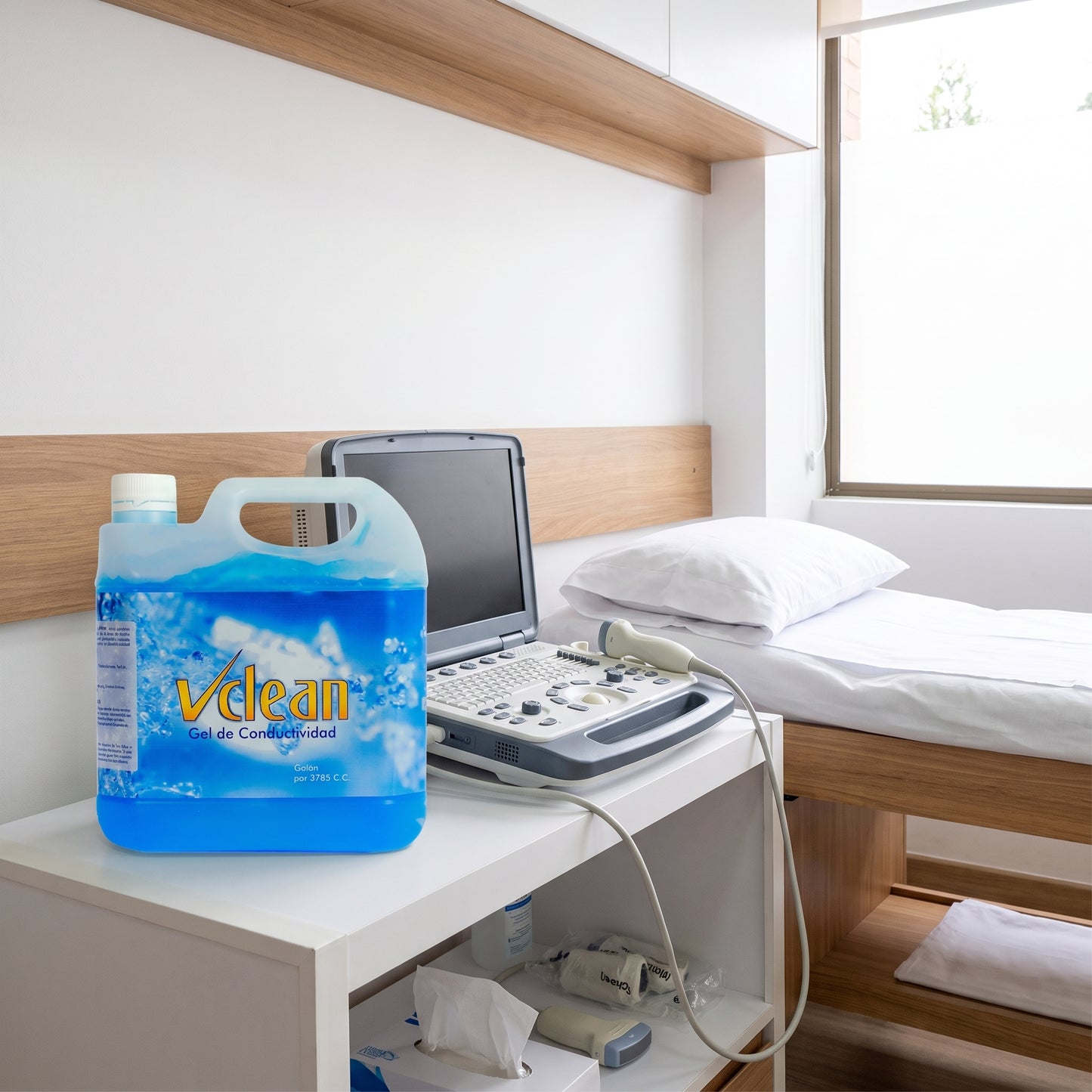 Bidón de Gel de Conductividad V-Clean en la clínica