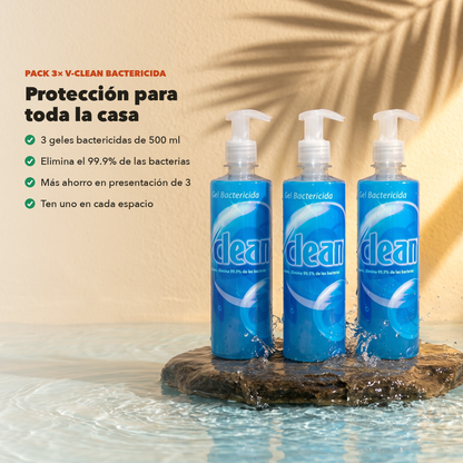 Pack 3× V-Clean Gel Bactericida: protección para toda la casa