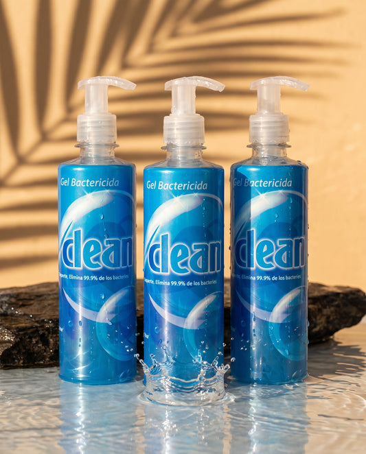 Paquete con 3X Gel Bactericida V-Clean — LabVittal, línea Agua Tropical