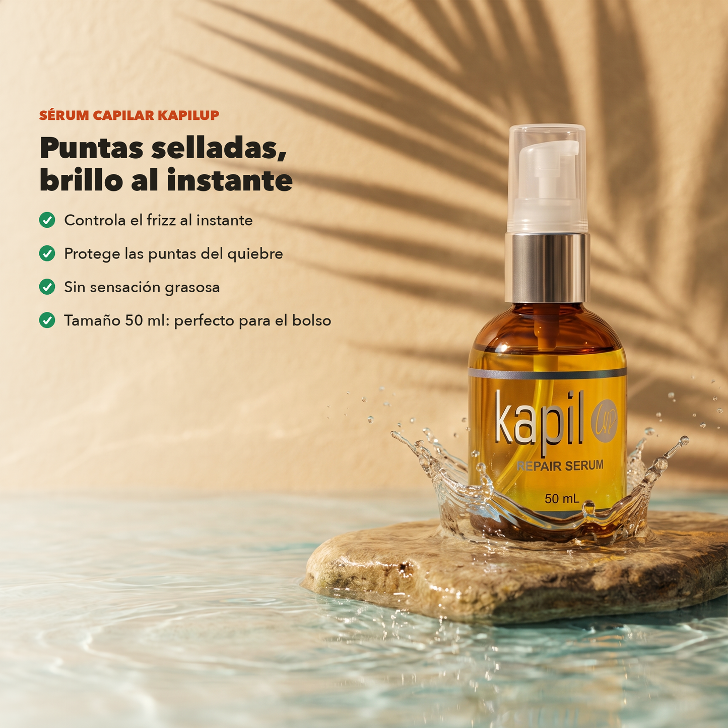 Sérum Capilar KapilUp: puntas selladas y brillo al instante