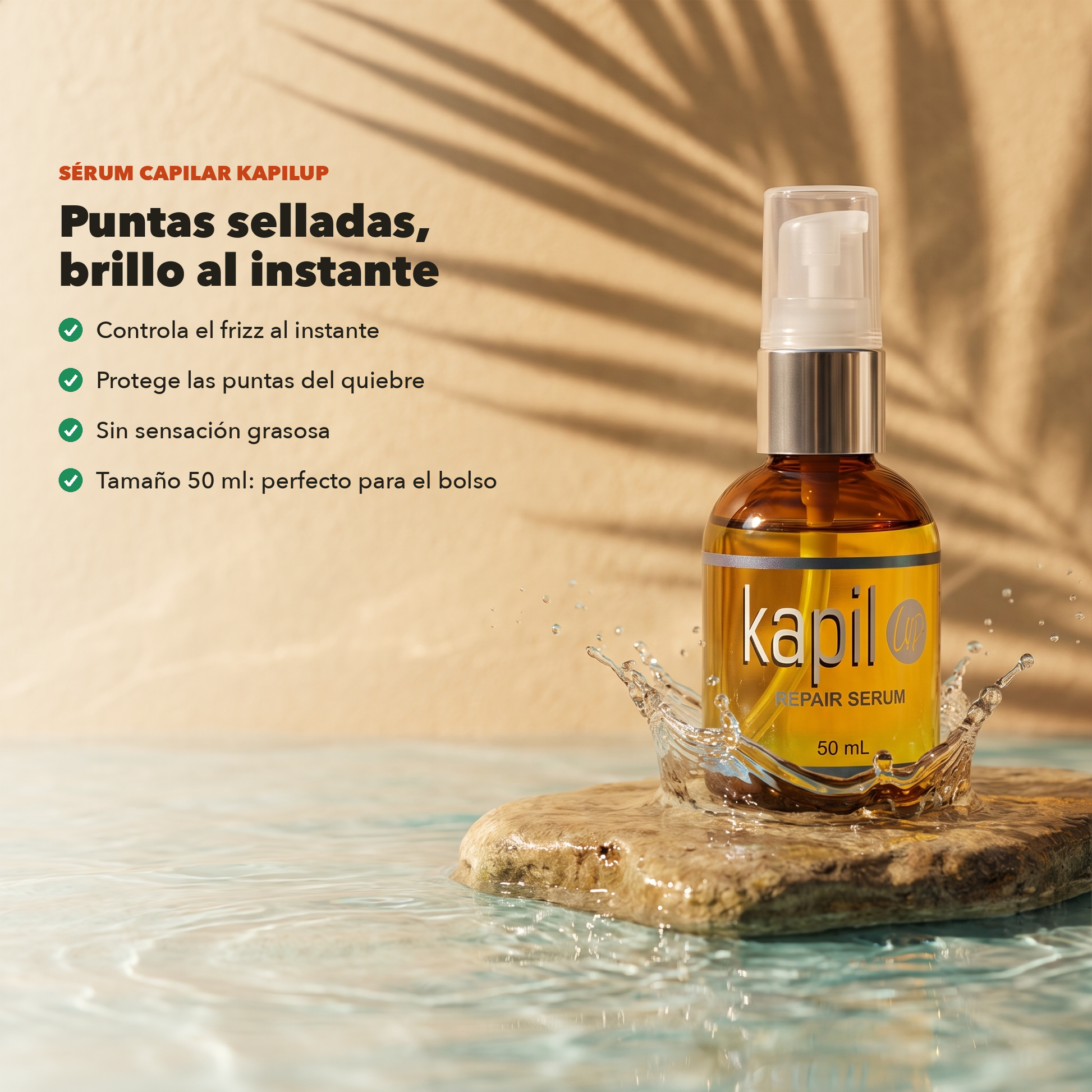 Sérum Capilar KapilUp: puntas selladas y brillo al instante