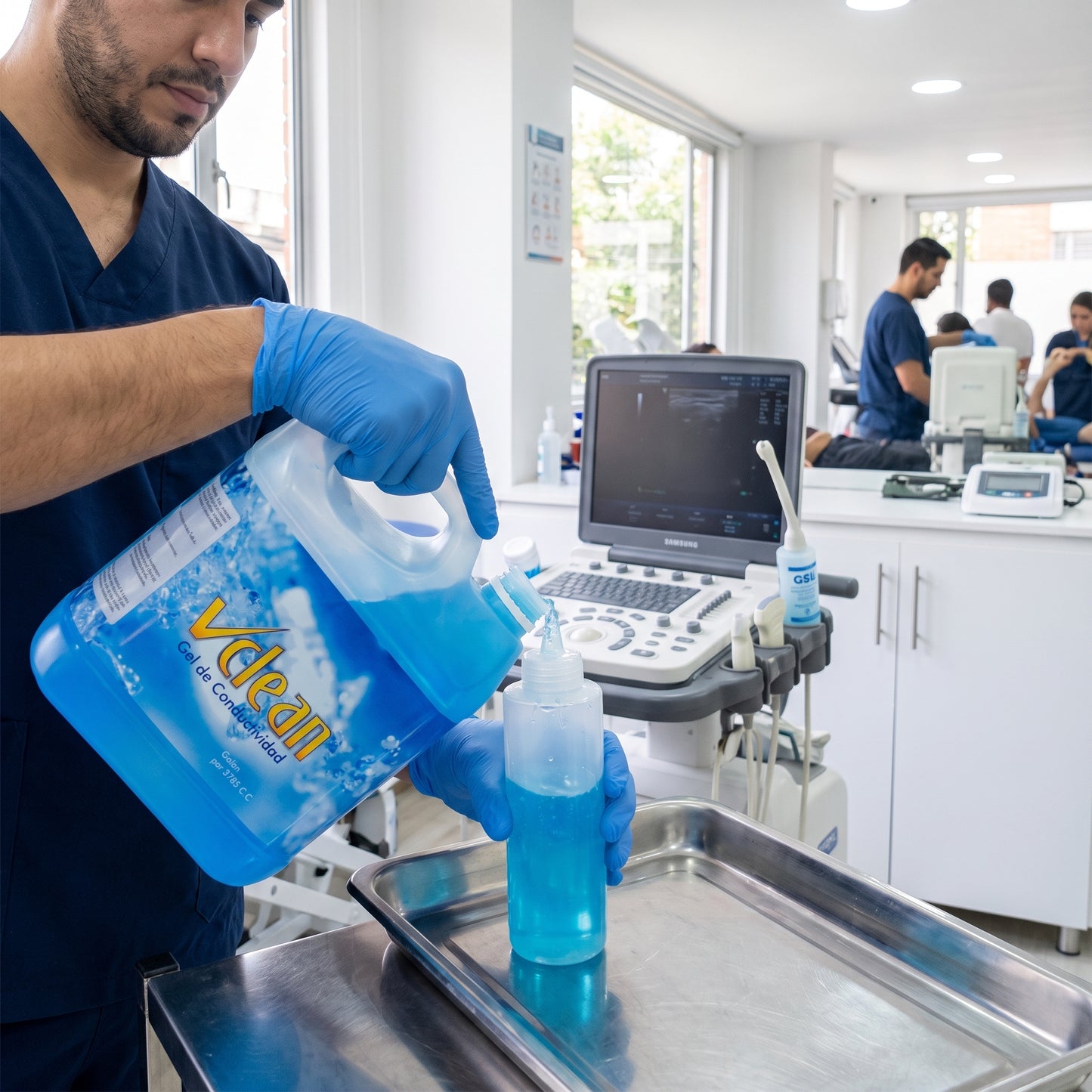 Clínica de fisioterapia usando el Gel de Conductividad V-Clean 3785 ml